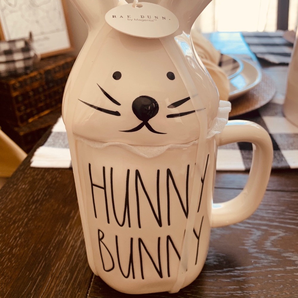 Rae Dunn Hunny Bunny Coffee Mug with topper